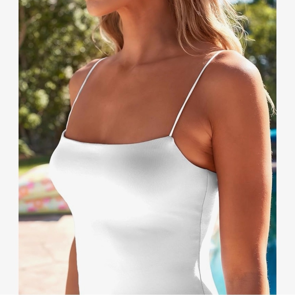 💃🏻 LILLUSORY Women’s White Spaghetti Strap Double-Lined Bodycon Maxi Dress - Picture 11 of 13